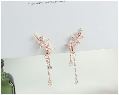 Stud Rhinestone Floral / Clip-On Earrings