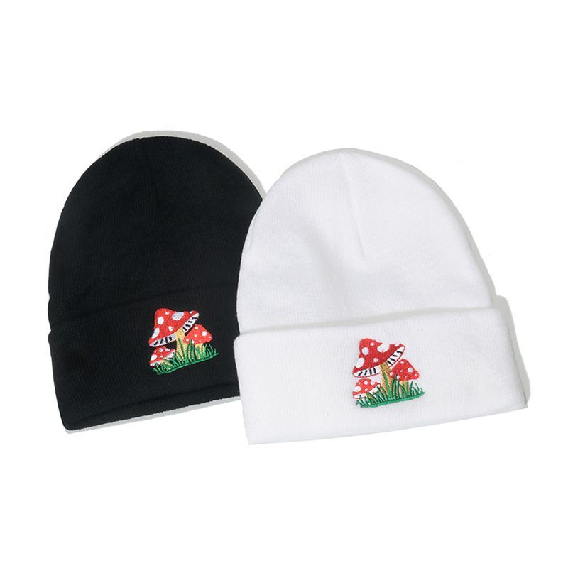 Sample Mushroom Embroidered Knit Beanie