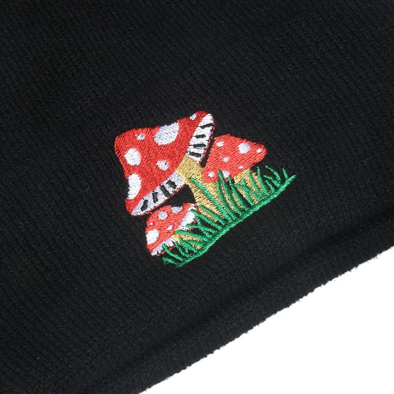 Sample Mushroom Embroidered Knit Beanie