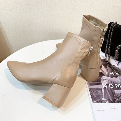 Chunky Plain Boots Heel Short