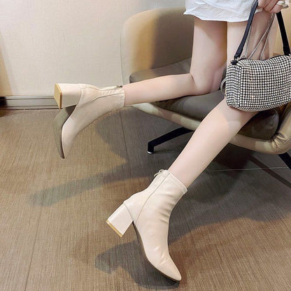 Chunky Plain Boots Heel Short