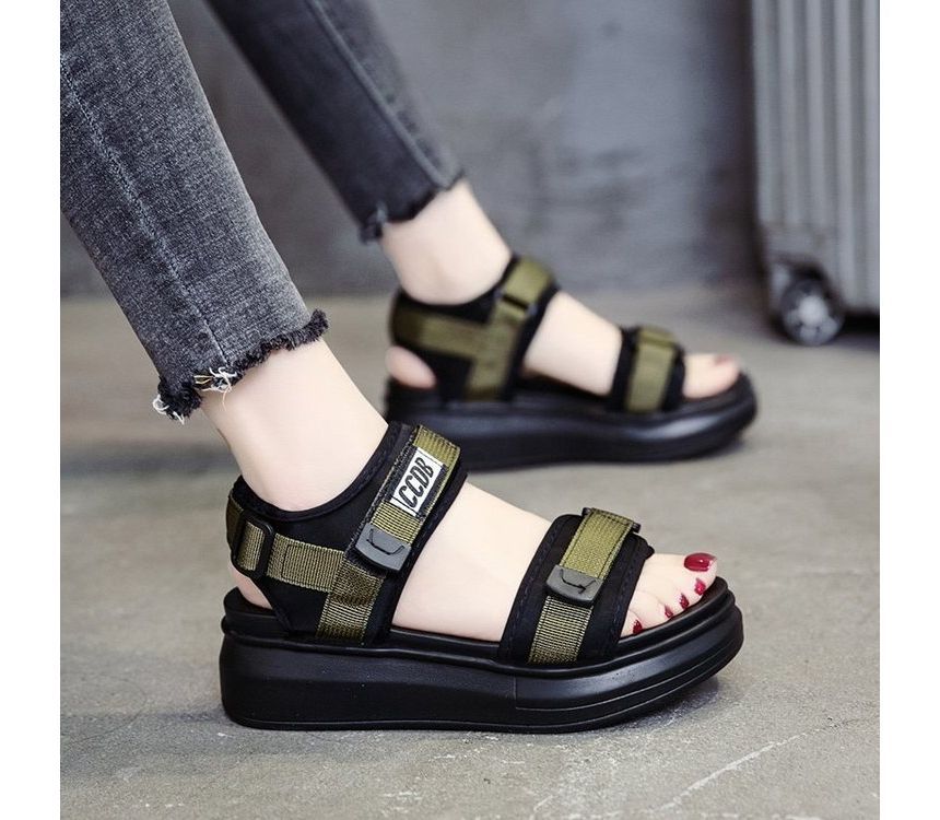 Wedge Heel Sandals Adhesive Platform Strap