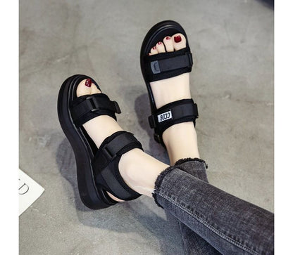 Wedge Heel Sandals Adhesive Platform Strap