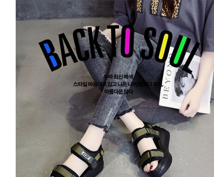 Wedge Heel Sandals Adhesive Platform Strap