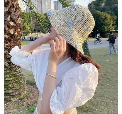 Sample Floral Woven Sun Hat
