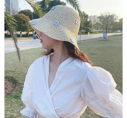 Sample Floral Woven Sun Hat