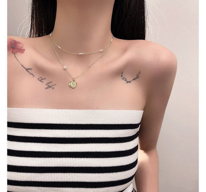 Faux Pearl Floral Necklace