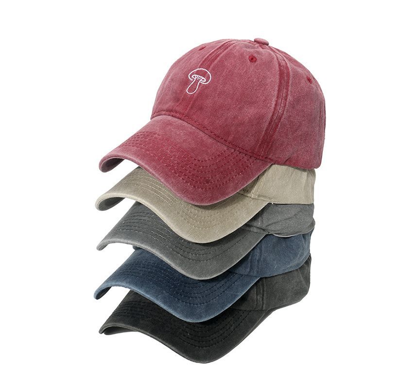 Sample Mushroom Embroidered Denim Bucket Hat