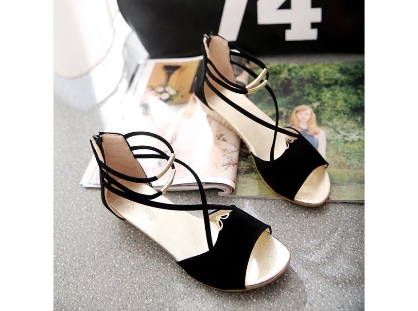 Low-Heel Ankle-Strap Sandals