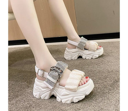 Rhinestone Sandals Platform