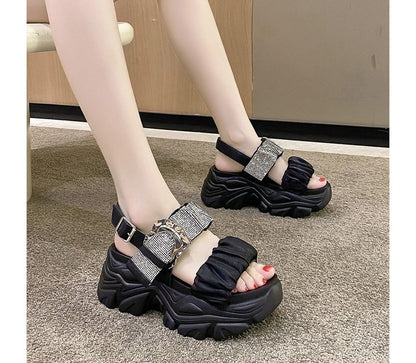 Rhinestone Sandals Platform