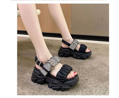 Rhinestone Sandals Platform