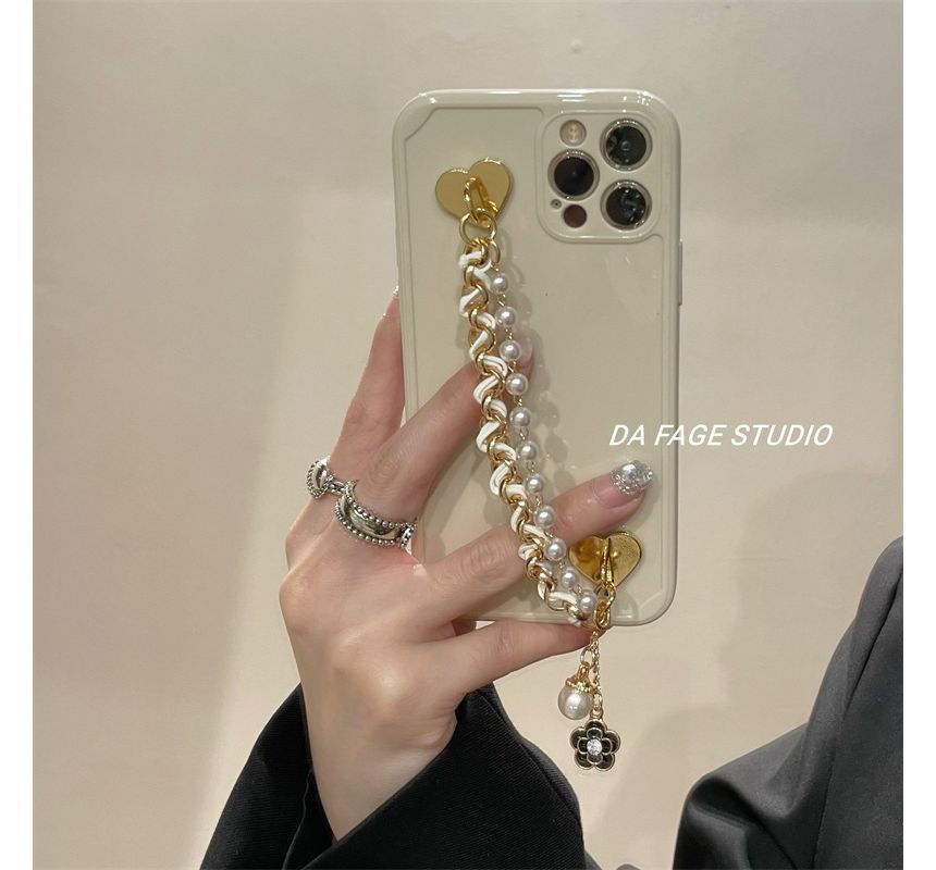 Sample Flower Faux Pearl Chain Phone Case