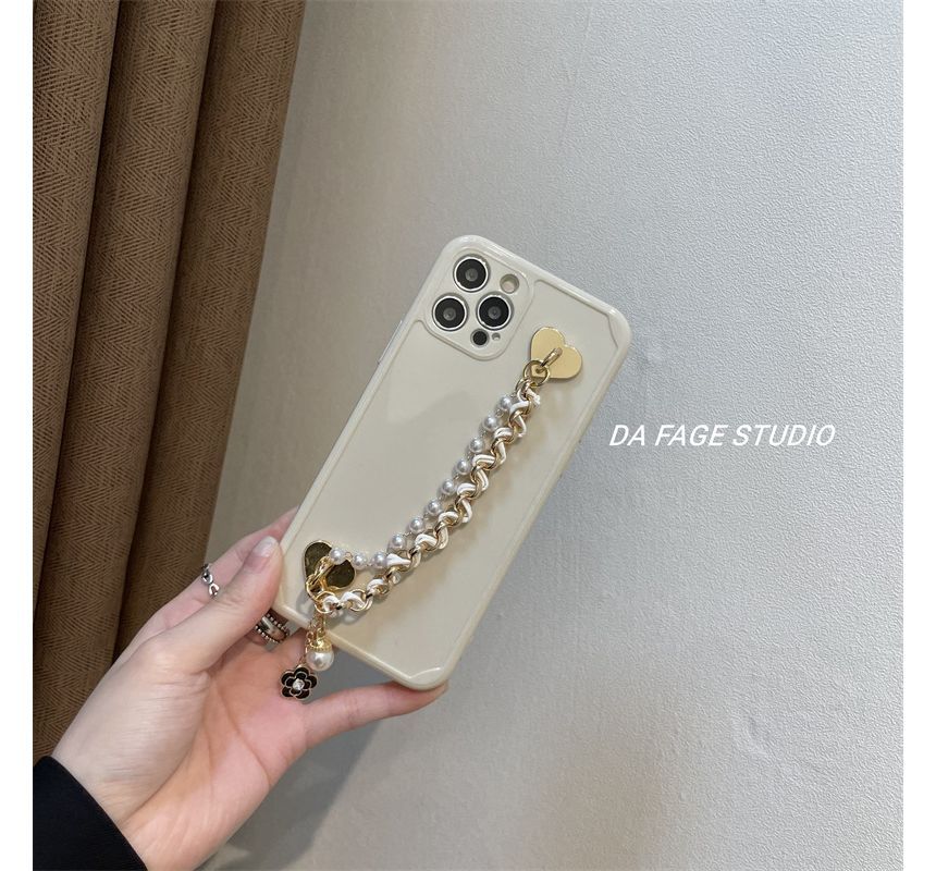 Sample Flower Faux Pearl Chain Phone Case