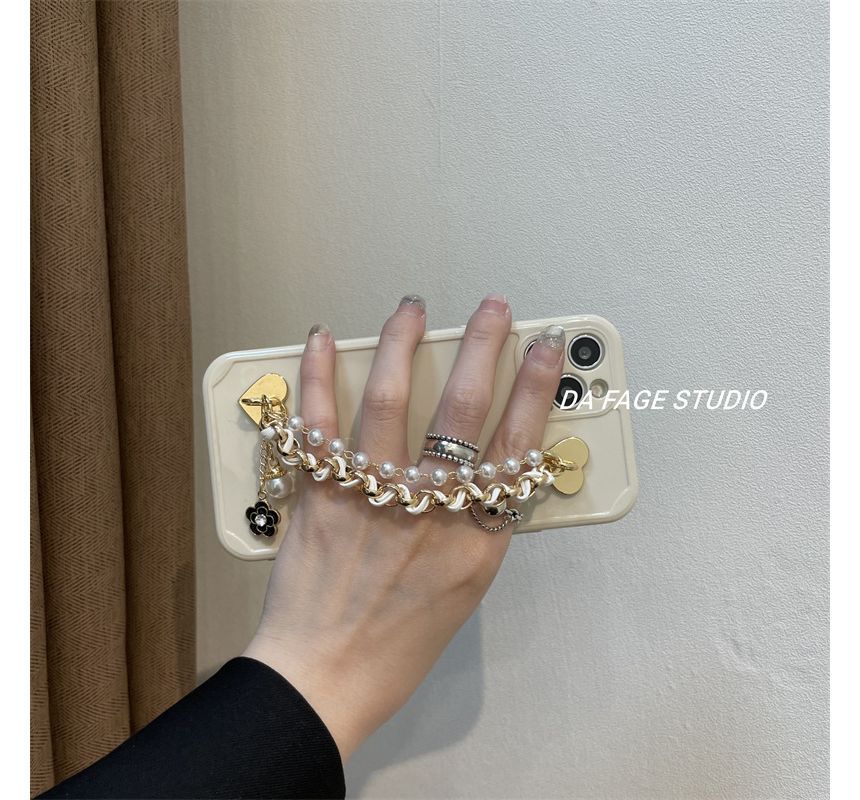 Sample Flower Faux Pearl Chain Phone Case