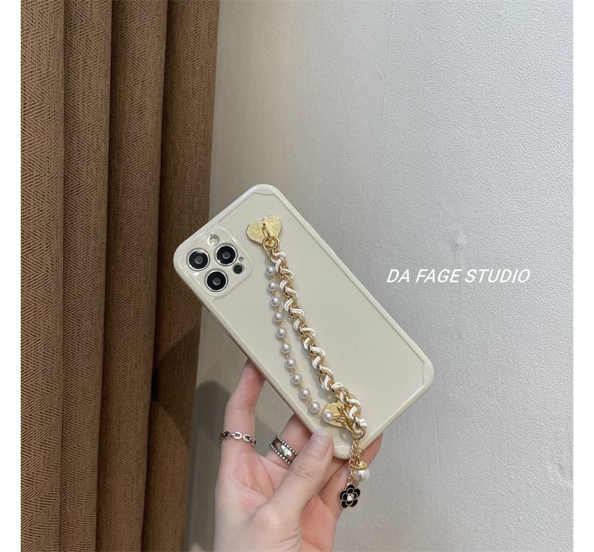 Sample Flower Faux Pearl Chain Phone Case