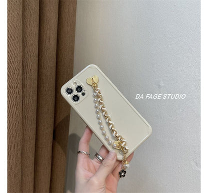 Sample Flower Faux Pearl Chain Phone Case