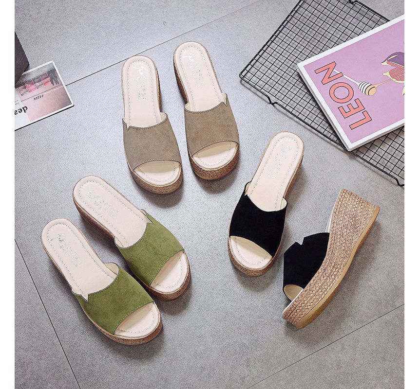 Wedge-Heel Platform Sandals Slide