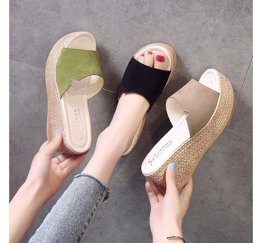 Wedge-Heel Platform Sandals Slide