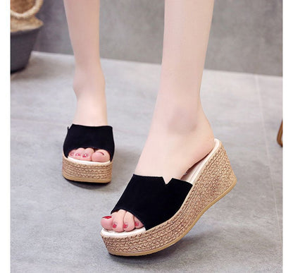 Wedge-Heel Platform Sandals Slide