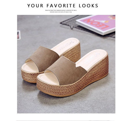 Wedge-Heel Platform Sandals Slide