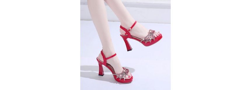 Wholesale Sample Rhinestone Platform Chunky-Heel Sandals
