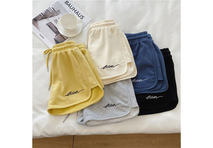 Elastic Waist Sweatshorts Lettering