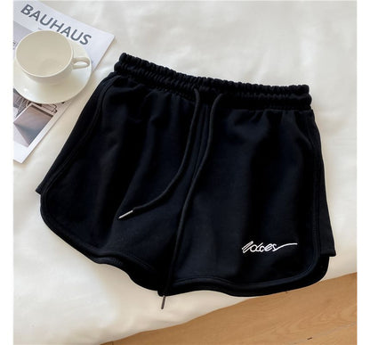 Elastic Waist Sweatshorts Lettering