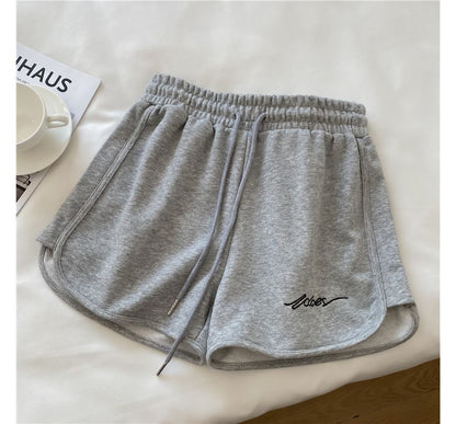 Elastic Waist Sweatshorts Lettering