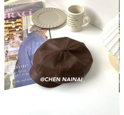 Sample Faux Leather Newsboy Cap