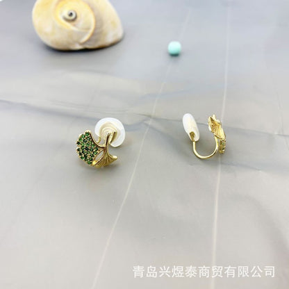 Sample Leaf Rhinestone Alloy Earring