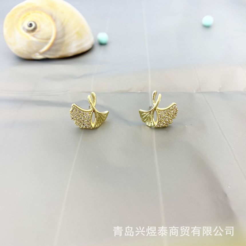 Sample Leaf Rhinestone Alloy Earring