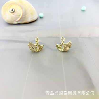 Sample Leaf Rhinestone Alloy Earring