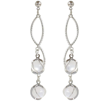 Wholesale Sample Alloy Eye Cat Earring Faux Stone Fringed