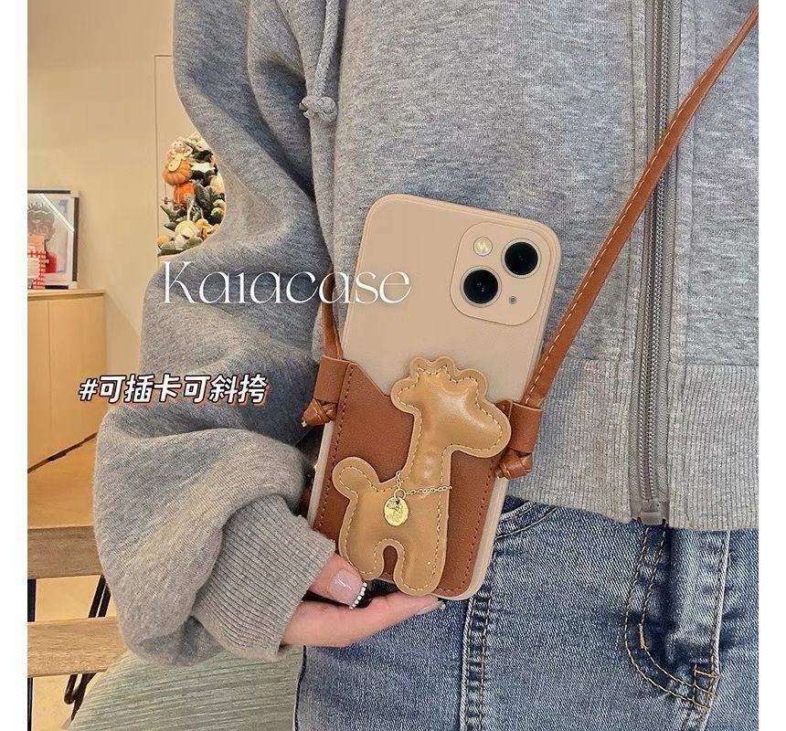 Sample Giraffe Faux Pearl Crossbody Strap Phone Case