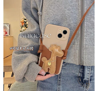 Sample Giraffe Faux Pearl Crossbody Strap Phone Case