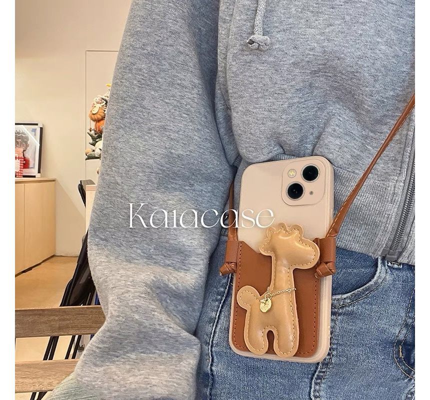 Sample Giraffe Faux Pearl Crossbody Strap Phone Case