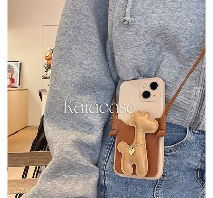 Sample Giraffe Faux Pearl Crossbody Strap Phone Case