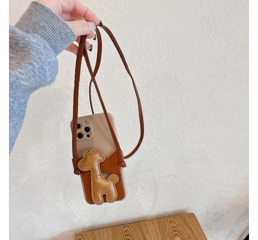 Sample Giraffe Faux Pearl Crossbody Strap Phone Case
