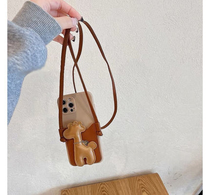 Sample Giraffe Faux Pearl Crossbody Strap Phone Case