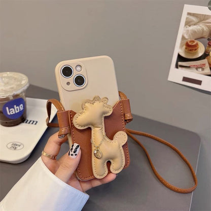 Sample Giraffe Faux Pearl Crossbody Strap Phone Case