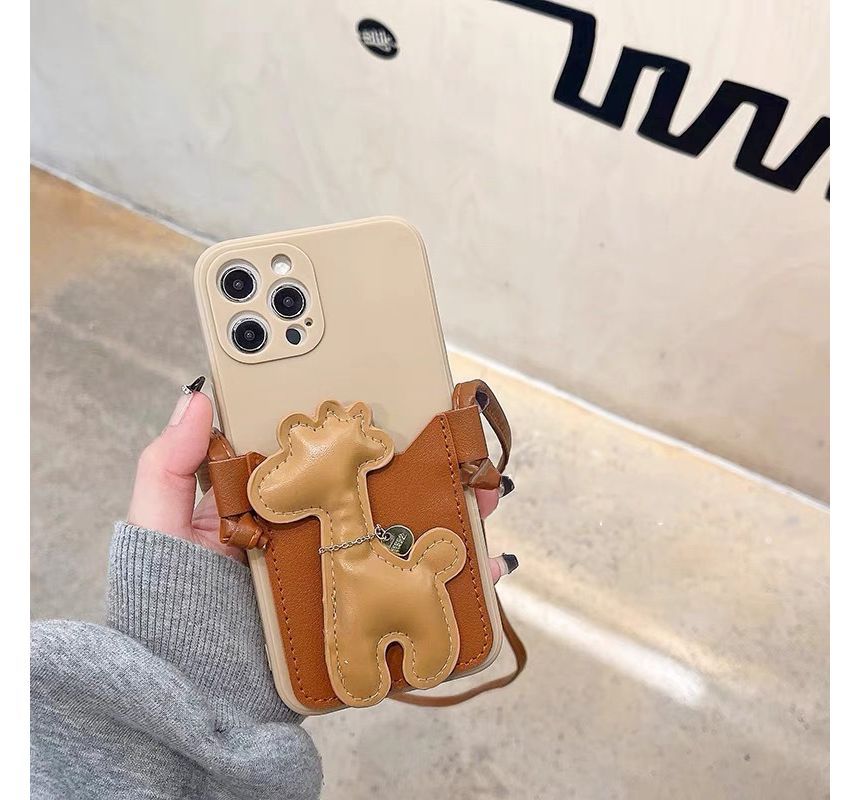 Sample Giraffe Faux Pearl Crossbody Strap Phone Case