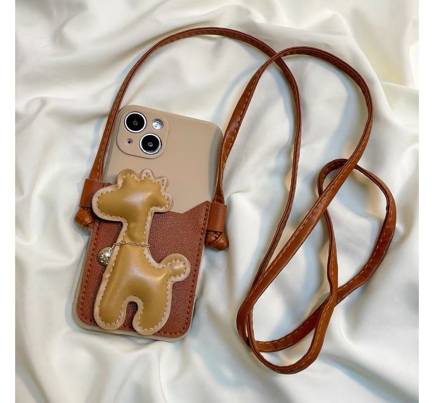 Sample Giraffe Faux Pearl Crossbody Strap Phone Case