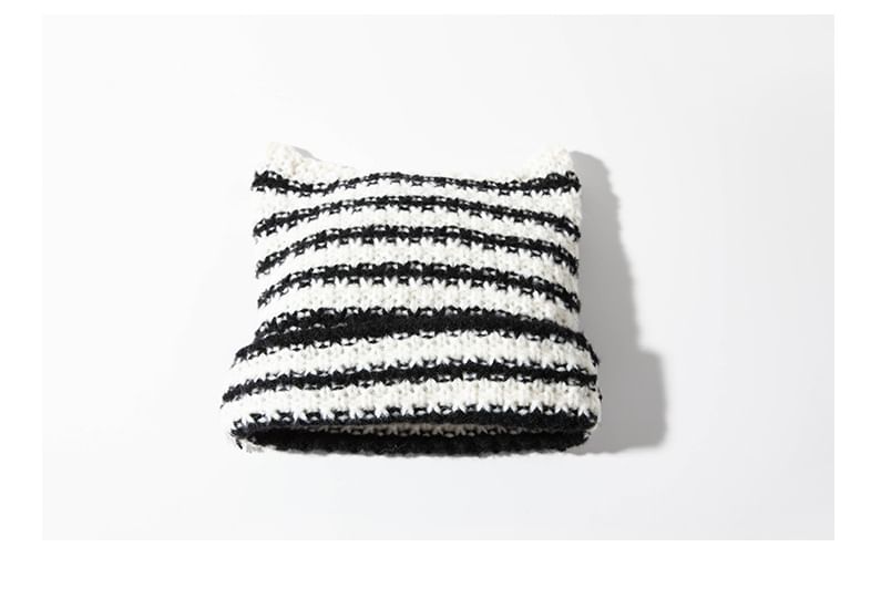 Sample Cat Ear Striped Knit Beanie