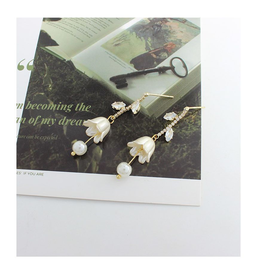 Dangle Alloy Rhinestone Tulip Earring