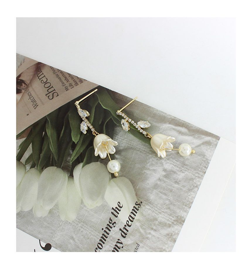 Dangle Alloy Rhinestone Tulip Earring