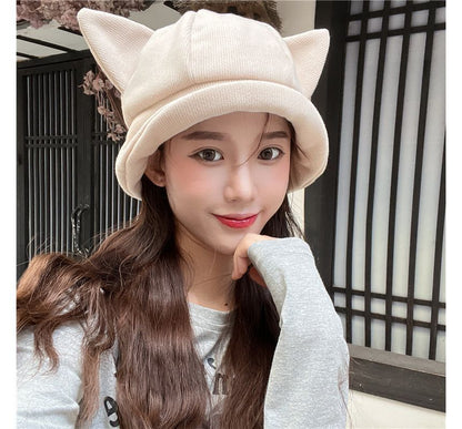 Knit Bucket Ear Cat Hat