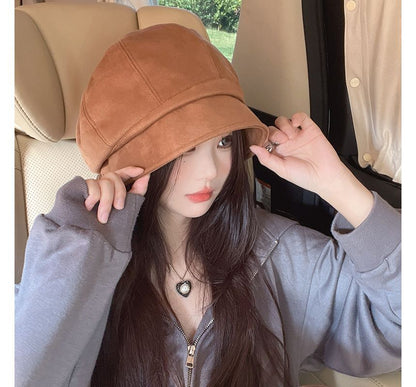 Sample Plain Faux Suede Newsboy Cap