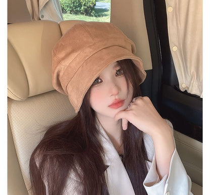 Sample Plain Faux Suede Newsboy Cap