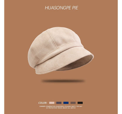 Sample Plain Faux Suede Newsboy Cap